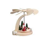 Seiffener Volkskunst German christmas pyramid forest scene, 1-tier, height 18 cm / 7 inch, natural, original Erzgebirge