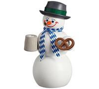 Seiffener Volkskunst German incense smoker snowman Bavarian, height 16 cm / 6 inch, original Erzgebirge by Seiffener Volkskunst SV 12215