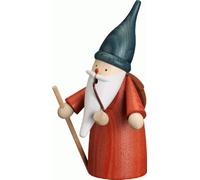 Seiffener Volkskunst German incense smoker wanderer gnome, height 16 cm / 6 inch, original Erzgebirge by