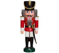 Seiffener Volkskunst German nutcracker hussar red, height 28cm / 11 inch, original Erzgebirge by SV 11302/1