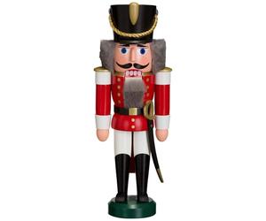 Seiffener Volkskunst German nutcracker hussar red, height 28cm / 11 inch, original Erzgebirge by SV 11302/1