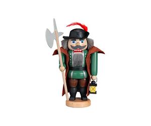 Seiffener Volkskunst German nutcracker night watchman, height 21 cm / 8 inch, original Erzgebirge