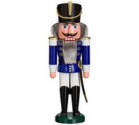 Seiffener Volkskunst Nutcracker from the Ore Mountains | Husar with Sabre 37 cm | Nutcracker Decorative Figure | Original Ore Mountains Folk Art | 11202/2 | Blue