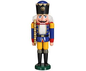 Seiffener Volkskunst Nutcracker Ré Blue, 39 cm high, Original Ore Mountains from the traditional art of Seiffen
