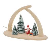 Seiffener Volkskunst Window Lighting Christmas Lighting LED Pointed Arch Christmas Arch Candle Arch Light Arch Christmas Decoration from the Ore Mountains 29 x 21 cm Christmas Gnome