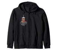 Seiganto-ji, Nachisan, temple pagoda, Japan, drawing Zip Hoodie