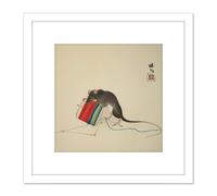 Seiho Twelve Signs Zodiac Mouse Japan 8X8 Inch Square Wooden Framed Wall Art Print Picture with Mount Artery8 White One Size