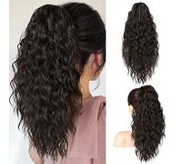 SEIKEA 18" Ponytail Extension Claw, PT002 Tia Long Multi Layered Hair FluffyThick Wavy Curly Clip in Hair Extensions Ponytail Natural Soft Synthetic Hairpiece for Women Black Brown