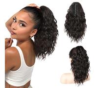 SEIKEA PT002 Tia Ponytail Extension Claw Long Multilayer Fluffy Thick Wavy Clip in Synthetic Hair Soft Natural Synthetic Hair Black Brown 14"