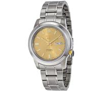 Seiko 5 Men's Automatic Watch SNKK13K1 Gold Date Dial Silver Stainless Steel 30M