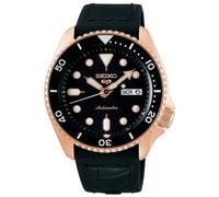 Seiko 5 Sport Automatic Watch SRPD76K1 Black Dial Rose Gold Tone Men's Watch