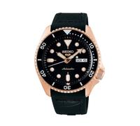 Seiko 5 Sports 42.5mm Black Leather & Silicone Strap Watch