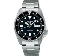 Seiko 5 Stainless Steel Mid Size Automatic Sports Watch Black