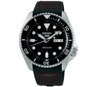 Seiko 5 Sports SRPD55K2 Men's Automatic Watch - Black Dial Silicone and Leather Strap