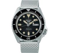 Seiko 5 Sports SRPD73K1 Men's Automatic Chronograph Watch - 42mm Black Dial Mesh Bracelet