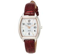 Seiko AHJD413 Women's Wristwatch, ingenu, Solar, Tonneau Type, Calendar Included, Red, Dial Color - White, Solar Tonneau Watch with Calendar