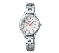 Seiko AHJK464 Angeline Happy Seven Sapphire Quartz Wristwatch, Camel, Dial: White, Bracelet Type