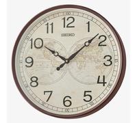 Seiko Brown World Map Dial Round Wall Clock QXA803B