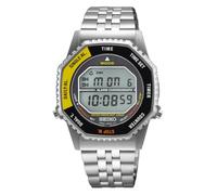 Seiko Mens Digital Watch with Black and Yellow Dial Silver Bracelet SMGG17P1