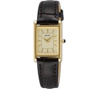Seiko Classic Ladies Watch with Gold Dial and Brown Strap SWR110P1