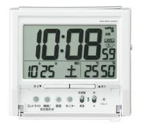 Seiko Clock Alarm Clock Talk Liner Audio Time Signal Audio Alarm Bilingual Switching Calendar Temperature Humidity Display Radio Wave Digital White