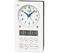 Seiko Clock Table Clock 01: White Pearl Body Size: 118 X 67 X 38 Mm Alarm Clock 100 Square Calculation Hideo Kageyama Model Study Time Biz Kr514w