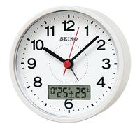 Seiko Clock Table Clock Alarm Clock Temperature Display Analog Temperature Display Calendar White Pearl Paint Body Size: 9.9 X 9.9 X 5.6 Cm Kr333w