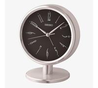 Seiko Clocks Silver Round Alarm Mantel Clock QHE186S