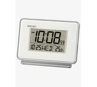 Seiko QHL068W LCD Dual Alarm Clock with Calendar and Thermometer - White