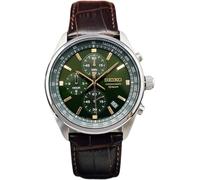 Seiko Conceptual Quartz Chronograph Green Dial Leather Strap Mens Watch SSB385P1
