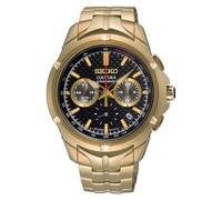 Seiko Coutura Men’s Chronograph Quartz Watch for Men - Gold-Tone Stainless Steel Bracelet, Black Carbon-Fiber Dial, Sapphire Crystal, Tachymeter, Date Display - 42mm Luxury Sport-Inspired Wrist Watch