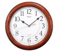 SEIKO Dark Brown Solid Oak Wall Clock with Silent Second Hand