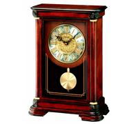 Seiko Dark Wooden Westminster Chime Battery Mantle Clock with Pendulum QXQ008B
