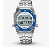 Seiko Mens Digital Watch with Blue and Silver Dial Silver Bracelet SMGG21P1