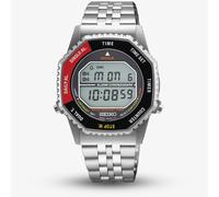 Seiko Mens Digital Watch with Black and Red Dial Silver Bracelet SMGG19P1