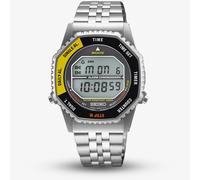 Seiko Mens Digital Watch with Black and Yellow Dial Silver Bracelet SMGG17P1