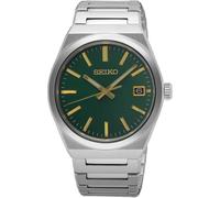 Seiko Essential Time Chrono Mens Watch with Green Dial and Silver Bracelet SUR601P1