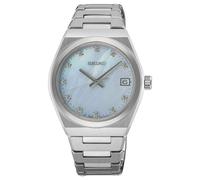 Seiko Essential Time Diamond (34mm) Light Blue Mother-of-Pearl Dial / SUR603P1