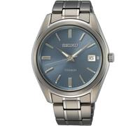 Seiko Men's Quartz Titanium Watch With Stainless Steel Band