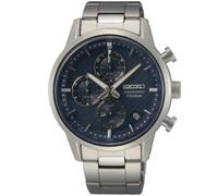 Seiko Essentials 41.5mm Blue Dial Titanium Mens Quartz Watch SSB387P1