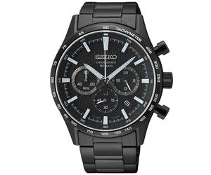 Seiko Essentials 43mm Black Dial Steel Mens Quartz Watch SSB415P1