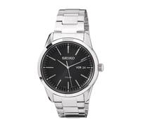 Seiko Mens Solar Black Day Date Dial Stainless Steel Bracelet Watch SNE527P1