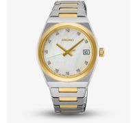 Seiko Ladies Classic Two Tone Diamond Mother Of Pearl Dial Watch SUR604P1