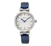 Seiko Ladies Watch with Silver Dial & Blue Leather Strap SRZ545P1
