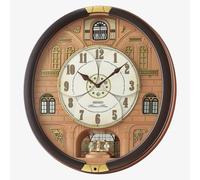 Seiko Melodies In Motion Brown Oval Wall Clock QXM601B