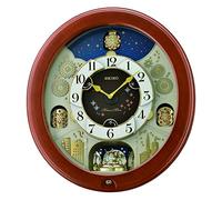Seiko Melodies In Motion Wall Clock with Rotating Pendulum, Wood, Brown, 15.2 x 53.4 x 49.5 cm