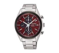 Seiko Men's Solar | Stainless Steel Bracelet | Red Chronograph Dial SSC771P1