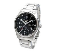 Seiko Men's 5 Automatic SNZG13K Silver Stainless-Steel Automatic Watch with Black Dial