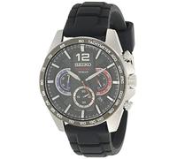 Seiko Chronograph Men's Black Silicone Strap Watch