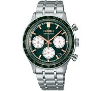 Seiko Mens Chronograph Watch with Green Dial and Silver Bracelet SSB481P1